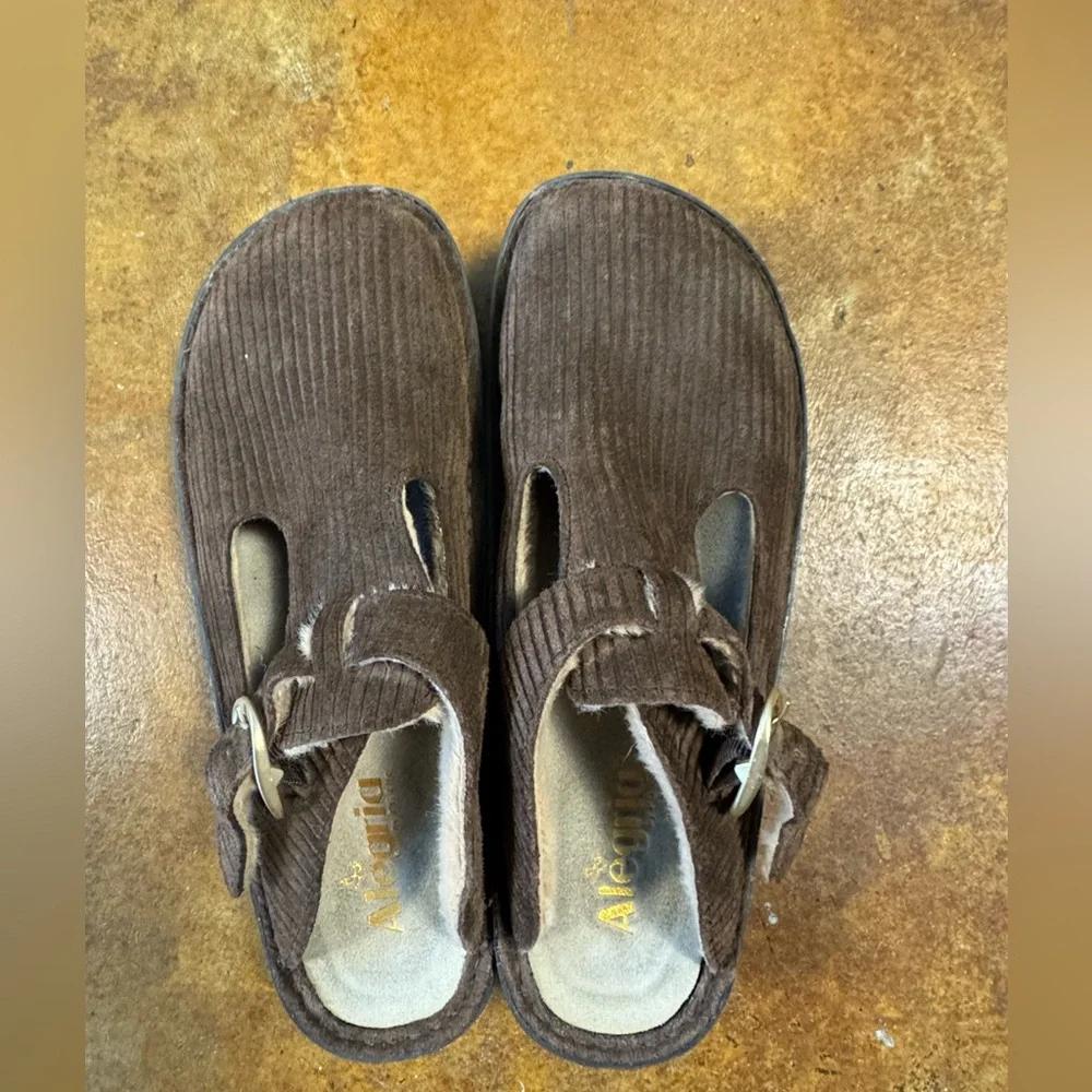 Algeria fur lined brown corduroy slip on mary Jane orthepedic shoes 9 - Picture 11 of 11